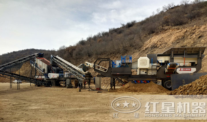 流動式小型石子破碎機作業(yè)現場